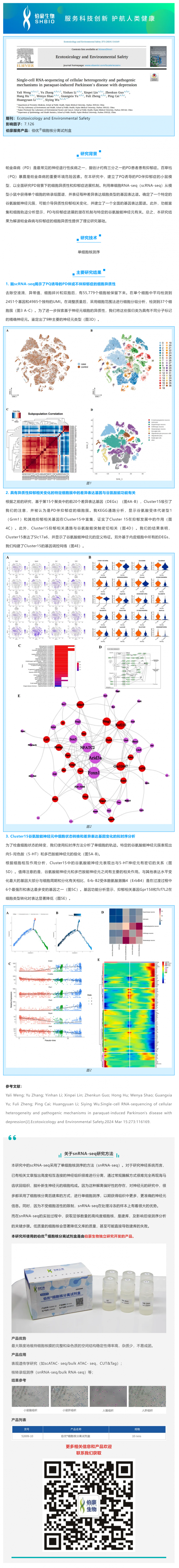 項目文章 _ 單細胞測序揭示百草枯誘導的帕金森合并抑郁癥的細胞異質(zhì)性和致病機制